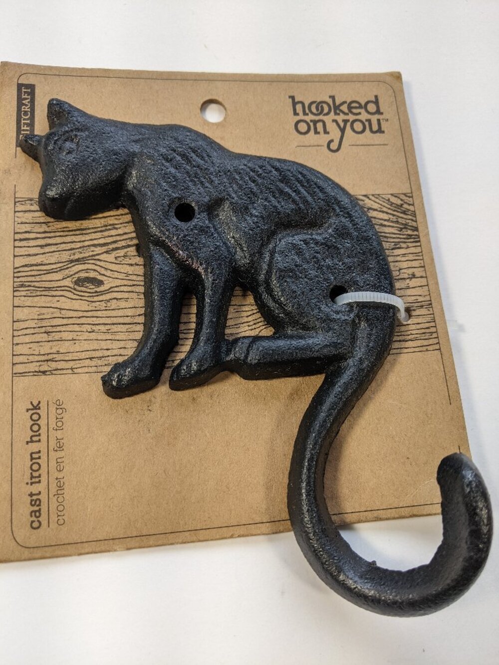 Cat Tail Key Hook Cast Iron Towel Coat Hanger Wall Mounted Black NEW